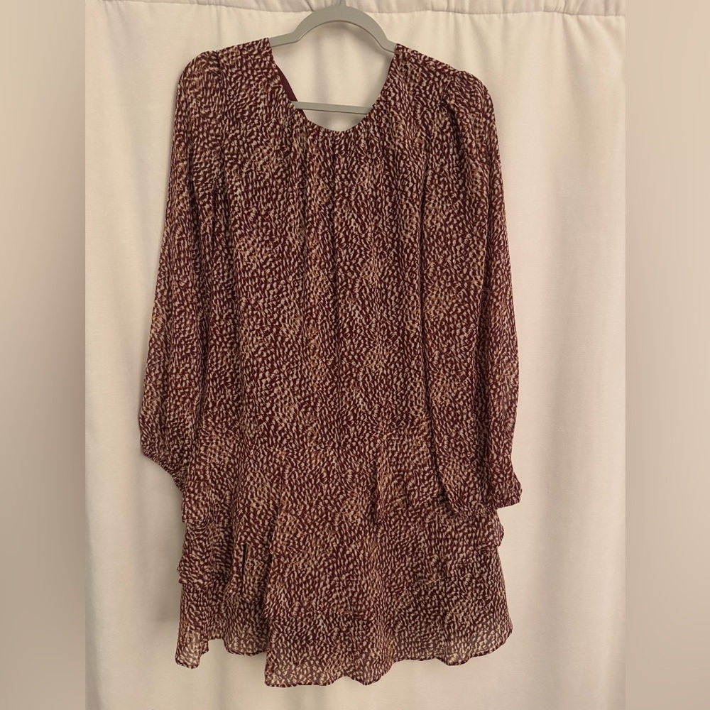 Express Burgundy and metallic gold Long Sleeve dress